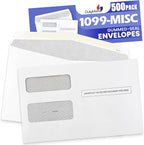 500 1099 MISC Tax Envelopes, Designed for 1099 income Misc, 1099-R, DIV, INT Tax Forms For Quickbooks or Tax Software, Double-Window Security Envelope 5 5/8 x 9, Gummed Seal, Box of 500 Envelopes