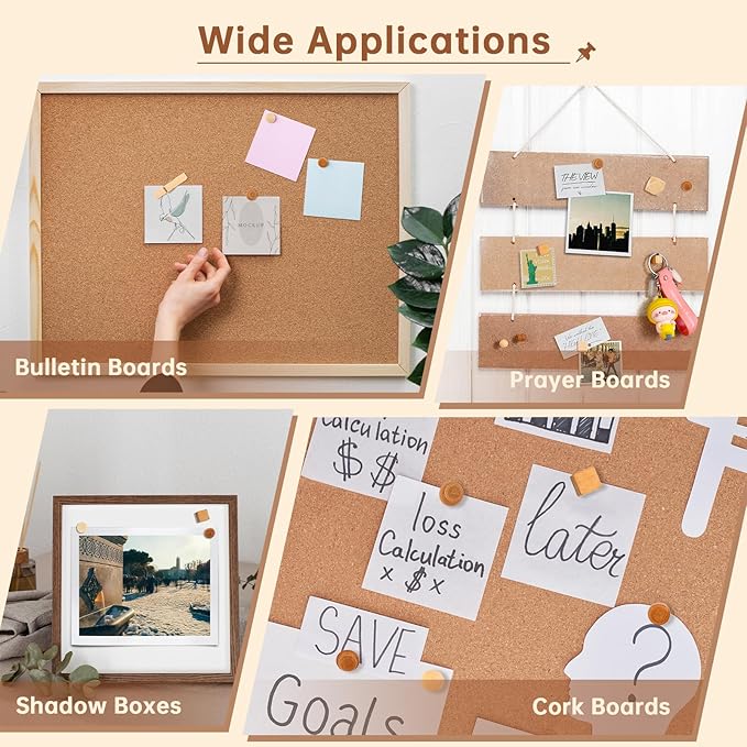 GOOLADA 114Pcs Decorative Push Pins in 7 Types and 2 Colors Wooden Push Pins Cute Thumb Tacks Clips for Cork Board Bulletin Board Wall Cubicle Crafts for Office Classroom Farmhouse with Storage Box