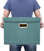 TYEERS Collapsible Storage Bins With Lids, Large Fabric Storage Boxes - 2 Pack - Aqua Deep