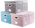PRANDOM Jumbo Collapsible Storage Cubes with Lids Fabric Decorative Storage Bins Boxes Organizer Baskets with Cover Handles for Bedroom Closet Living Room 23.2x15.7x11.8 Inch 3 Pack