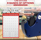 Perco Pro 1 Line Date Label Gun Kit, Includes 8 Digits Date Gun Labeler, 10,000 Plain White Labels, and Preloaded Inker