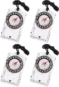 4 Pcs Outdoor Compass with Adjustable Declination,Magnifier,Ruler,Scale. Multifunctional Orienteering Waterproof Compass for Map Reading, Navigation, Hiking