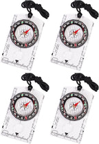 4 Pcs Outdoor Compass with Adjustable Declination,Magnifier,Ruler,Scale. Multifunctional Orienteering Waterproof Compass for Map Reading, Navigation, Hiking