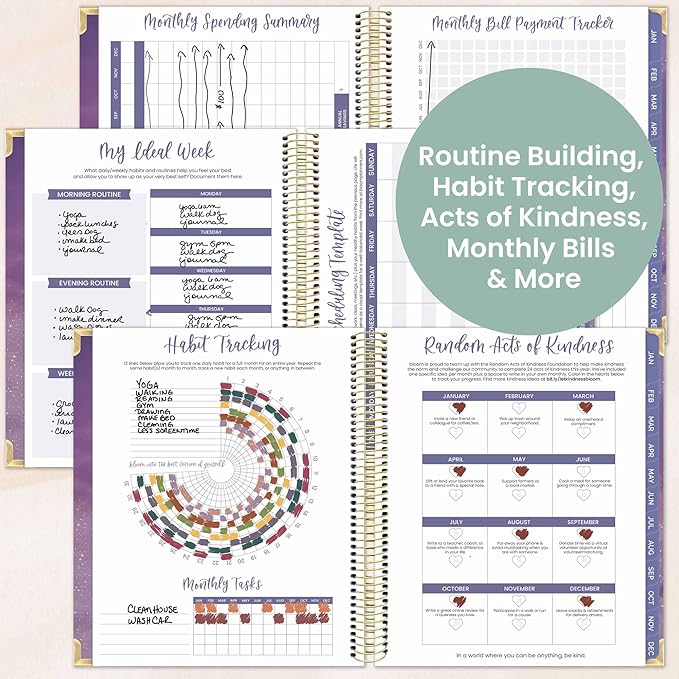 bloom daily planners 2026 Hardcover Calendar Year Goal & Vision Planner (January to December) - Monthly & Weekly Agenda Organizer - 7.5" x 9" - Good Things Are Coming