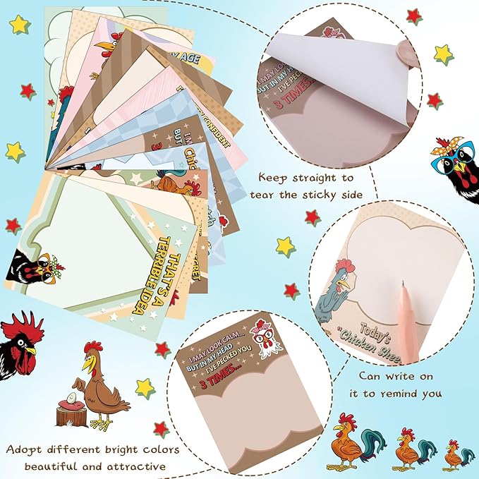 Pajean Funny Notepads with Sayings, Sticky Office Supplies, 12 Designs, 3 x 3.93 Inch