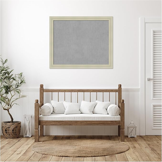 Amanti Art Silver Framed Magnetic Board 37x45 X-Large Vision Board for use with Magnets, 100% Metal Sheet to Display Items as Office Decor or for Home Organization in mudroom, Kitchen or Kids Room