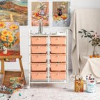 LDAILY 10 Drawer Rolling Cart, Storage Cart Organizer on Wheels, Drawer Cart with Metal Frame & Large Storage Capacity, Rolling Cart with Drawers for Living Room Classroom, Office