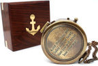 US HANDICRAFTS Listen to Your Heart Engraved Brass Compass | Portable Sentimental Son Birthday, Graduation, Confirmation Gift | Pocket Compass with Wooden Case with Case
