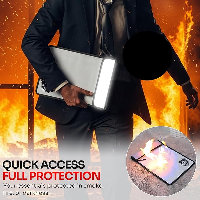 Mart Cobra Fireproof Document Bag with Zipper Fire and Waterproof Document Storage Fireproof Money Bag Cash Fire Proof for Important Home Documents Safe Accessories Paper Holder Pouch Envelope Travel