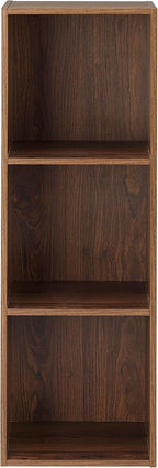 Whitmor 3 Cube Bookcase Storage Organizer, 3 Tier Stackable MDF Bookshelf, Open Storage Display Bookshelf, Storage Cabinet for Living Room, Bedroom, Home, Office, 12.2" L x 11.7" W x 35.6" H, Walnut