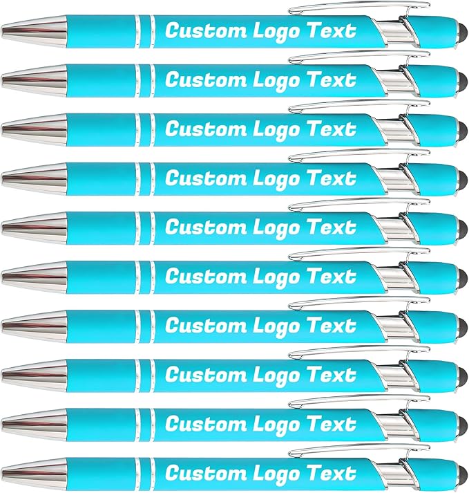 HEYZARDA Personalized Pens with Name Text Logo Custom Ballpoint Pen for Business Office Events with Stylus for Touchscreen 20 Pcs Lake