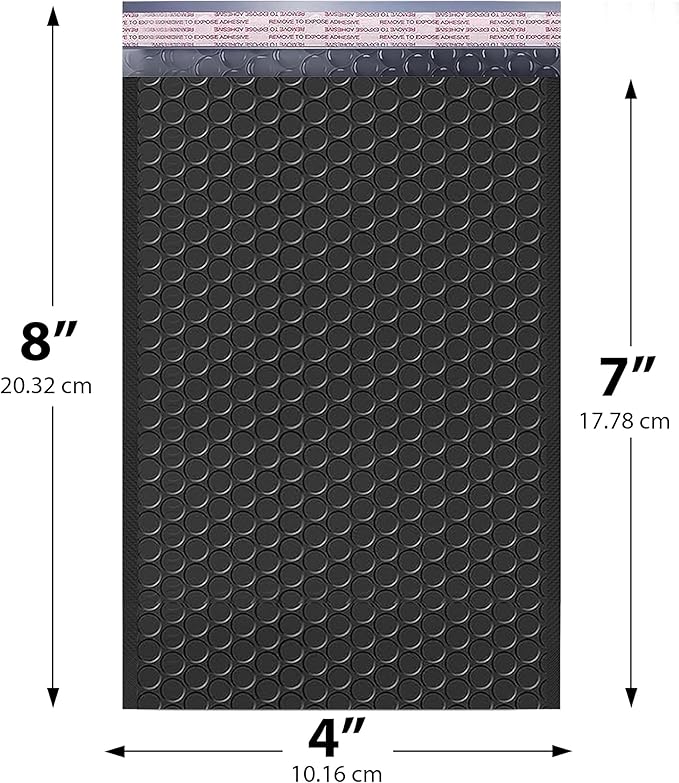 MAILERVIEW Black Small Bubble Mailers 4x8 Inch #000 | Thick Padded Poly Bubble Mailer Envelopes | 500 Pack Bulk | Trading Card Sports Card Shipping