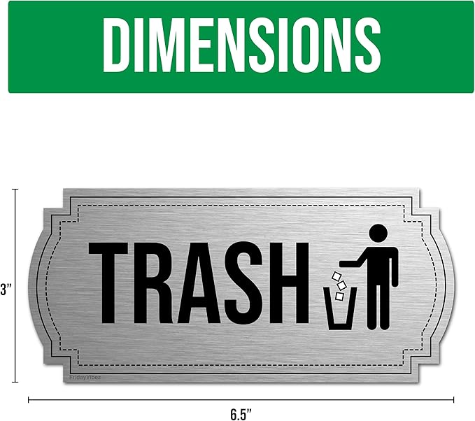 Recycle and Trash Magnets for Kitchen Cans and Recycling Bins, Dual Trash and Recycle Magnet for Garbage Can Logo Symbol, 2 Magnetic Sticker Adhesives, 6.5x3 Inch Elegant Design Home Outdoor Waste Bin