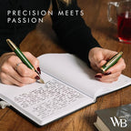 Wordsworth & Black Majesti Fountain Pen-(Green), Luxury Case, 24K Gold Finish; 18K Gilded Medium Nib- Ink Cartridges, Refillable Ink Converter-Calligraphy Pen-Best Business Gift Set for Men & Women