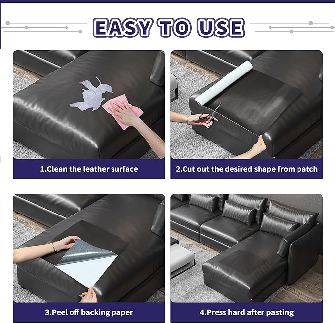 Besezx Leather Repair Patch Tape Kit, Self Adhesive Leather Repair for Furniture, Couch, Sofa, Car Seats,Office Chair,Vinyl Repair Kit.30inx16in