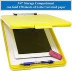 Think2Master Yellow Plastic Storage Clipboard. | 25% Heavier & 25% Sturdier| Heavy Duty and Won’t Flex or Bend Like Other Brands (Compare The Weight). Storage Compartment Holds 150 Letter Sized Paper.