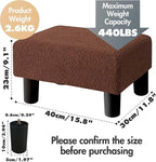 BRIAN & DANY Small Foot Stool Ottoman, Footstool with Legs, Teddy Velvet Foot Rest for Living Room, Bedroom and Office, Brown