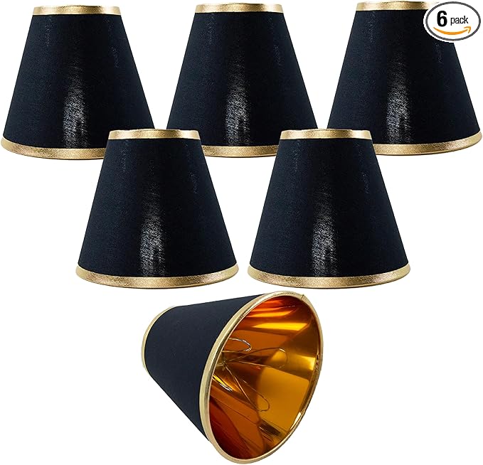 TAaMTYH small lamp shade chandelier shades set of 6，Fabric Lampshade for Wall Lamp，chandelier shades，small table lamps，For Cutting Edge bulbs, Clip-on Fitter Lampshade，3" X 6" X 5"