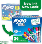 EXPO Dry Erase Markers, Chisel Tip, Assorted Fashion Colors | Low Odor | For Classroom, Office & Home | 36 Count, Pack of 6