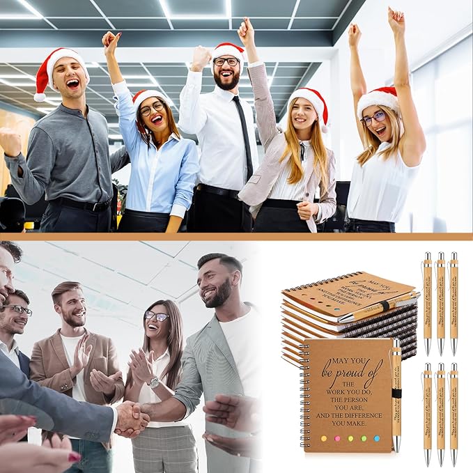 Moinchore 10 Sets Employee Appreciation Gift Inspirational Spiral Notebook with Bamboo Pen Sticky Note Thank You Valentines Day Gift for Coworker Office Staff Team Nurse Teacher (May You Be Proud)