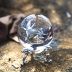 3D Laser Constellation Ball Crystal Paperweight Full Sphere Glass Fengshui with Sliver-Plated Flowering Stand(Capricorn)