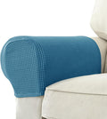 Chaexii Premium Polyester Sofa Arm Cover, Scratch Resistant Protector Covers, Washable, Elastic Armrest Covers for Square/Curved/Sloping Couch Armrests, 2Pcs (Blue)