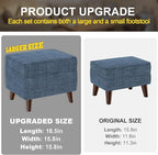 FAGAGA Storage Ottomans with Adjustable Cover, BOGO, Soft Step Stool, Footrest and Seat, Ottoman Foot Rest Set for Living Room, Bedroom, Dorm, Blue