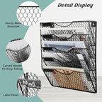 EASEPRES Mail Organizer Wall Mount, 5 Tier Metal Chicken Wire Hanging File Holder Office Storage and Organization