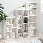Furinno LUDER Book Shelf, 7-Cube Bookshelf, Bookcase, 9.4 x 19.5 x 41.7, for Living Room, Bedroom, Home Office, White