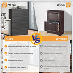 Bestoo 4-Drawer File Cabinet with Lock, Metal Filing Cabinet for Home Office, Lateral Filing Storage Cabinets, Fits File Folders, Letter/Legal/F4/A4 Sizes, Assembly Required (Black)