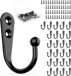 ZAYBOD 25 Pcs Black Wall Mounted Coat Hooks, Hanger Hook with 50 Pieces Screws for Hanging Hat, Towel, Key, Robe, Coats, Scarf, Bag, Cap, Coffee Cup, Mugs