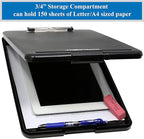 Think2Master Black Plastic Storage Clipboard. | 25% Heavier & 25% Sturdier| Heavy Duty and Won’t Flex or Bend Like Other Brands (Compare The Weight). Storage Compartment Holds 150 Letter Sized Paper.