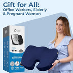5 STARS UNITED Seat Cushion for Tailbone Pain Relief – Memory Foam Cushion for Coccyx, Hip, Sciatica & Post-Surgery Recovery – Wheelchair, Car, Desk, Gaming & Office Chairs, Blue, X-Large