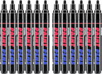Craiiby Black Paint Pens Paint Markers - 12 Pack Permanent Quick Dry Waterproof Marker Pens for Rocks Wood Fabric Plastic Canvas Glass Mugs Metal Tire Stone