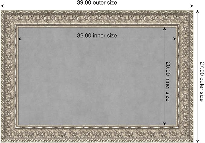 Amanti Art Silver Framed Magnetic Board 27x39 Large Vision Board for use with Magnets, 100% Metal Sheet to Display Items as Office Decor or for Home Organization in mudroom, Kitchen or Kids Room