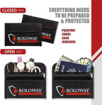 ROLOWAY Small Fireproof Bag (5 x 8 inches), Non-itchy Fireproof Money Bag for Cash, Valuables, Passport, Currency & Keys (2-Pack Black)