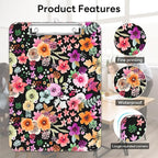Luminzo Plastic Cute Clipboard Low-Profile Metal Clip, A4 Letter Size 9 x 12.5 in, 8.5 x 11 Paper Clip Board for Teachers, Nurses, Classroom,Watercolor Flower