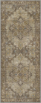 GENIMO 2'6''x7 Runner Rugs for Hallway, Machine Washable Non Slip Vintage Rugs, Low Pile Lightweight Soft Print Rug for enrtyway, Corridor, Home Office, Kitchen, Rustic Brown