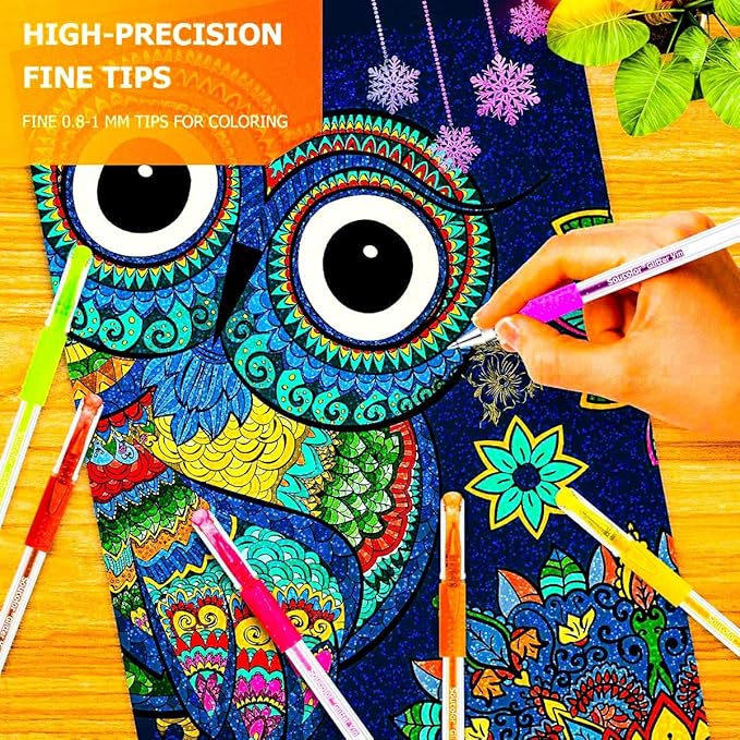Soucolor Cute Office School Supplies Gifts for Women Teen Girl Birthday, 120 Pack Glitter Gel Pens-60 Glitter Pens, 60 Refills and Travel Case, Japanese Stationary Nurse Cool Gifts for Coworkers