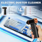 CCV Compressed Air Duster - 130000RPM Electric Air Duster for Cleaning Keyboard&PC 3 Gears Adjustable Rechargeable Cordless Jet Dry Blower Air Blower for Car and Home (US-F31)