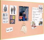 Bulletin Board 30 x 20 inches, Aluminum Framed Fabric Cork Board with 10 Push Pins (Blush Coral, 30 x 20 inches)