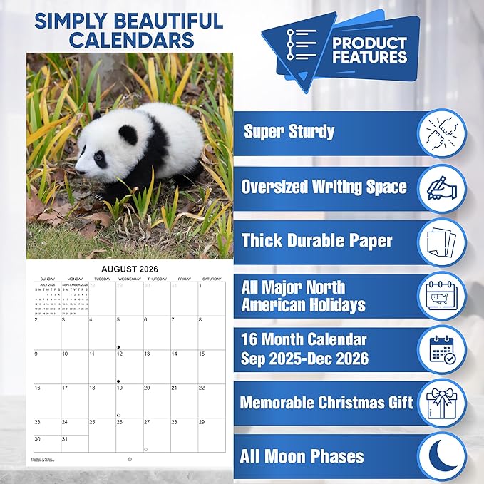 2026 Baby Pandas Monthly Wall Calendar | Cute Baby Animals Calendar 2025-2026