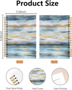 BitKan Abstract Blue White and Gold Hardcover Spiral Notebook, Boho Abstract Coastal Ocean Journal, Mid Century Modern Journal, Minimalist Contemporary Blue Ocean Notebook 5.5x8.3 Inch