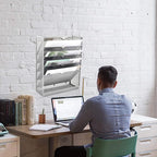 EASEPRES Mesh Wall File Organizer 6 Tier Vertical Mount Hanging Holder Magazine Rack with Bottom Flat Tray, Sides Closed, Silver