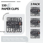 NEEWAY Colorful Large Paper Clips, 2 Inch Jumbo Paper Clips, 150 Count, 3 Pack of 50 (Black)