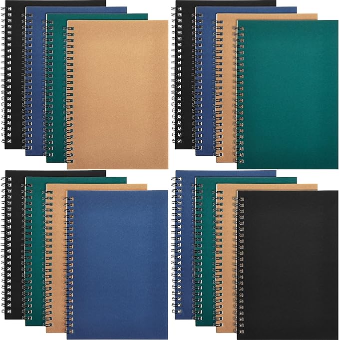 Mimorou 12 Pack Hardcover Spiral Notebook College Ruled A5 Lined Spiral Journal Notebook for Office School Supplies, 100 Pages/ 50 Sheets, 8.3 x 5.5 Inches