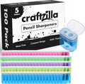 Craftzilla Pencil Sharpener 100 Pack, Manual Pencil Sharpeners Bulk for Kids with Lid, Perfect for School, Office, and Home