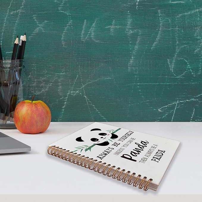 VNWEK Cute Panda Always Be Yourself Unless You Can Be a Spiral Notebook Journal 5.5 x 8.3 inches,Panda Lover Gifts Themed Lined Hardcover Spiral Notebook