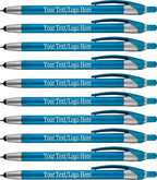Personalized with Your Custom Logo or Text Pens-Pack of 450- for Marketing, Parties, and Events, 2 in 1 Capacitive Stylus & Ballpoint Pen Compatible with Touchscreen Devices, Black Ink, Teal Pens
