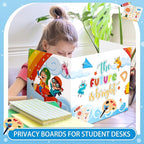 24 Pcs Privacy Boards for Student Desks Bright Colored Classroom Desk Divider Trifold Table Desk Privacy Panel Folders Screen Partition for School Teacher Student Study Test Home(Sky)